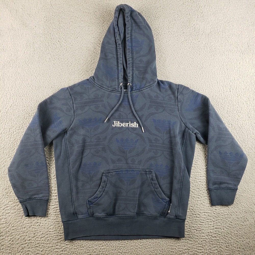 Jiberish Hoodie‎ Mens Small Blue Pullover Pattern Snowboard Denver Sweatshirt